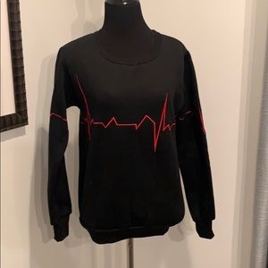 Black sweatshirt with EKG pattern